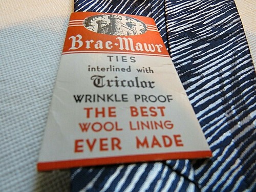 Vintage Unworn Men's Brae-Mawr Tie Pheasant Design Wrinkle Proof Tricolor - 第 3/6 張圖片