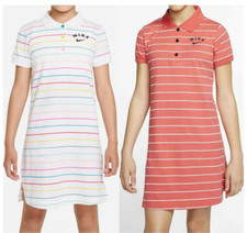 NEW  Nike Girl's Striped Swoosh Logo Polo Dresses Variety 430