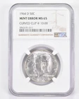 Mint Error MS65 1964-D Kennedy Half Dollar - Curved Clip @ 10:00 NGC *8909
