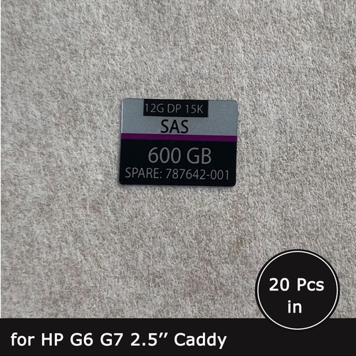 20pc of 787642 600GB SAS 2.5" HDD caddy tray label sticker for HPE - 第 1/1 張圖片