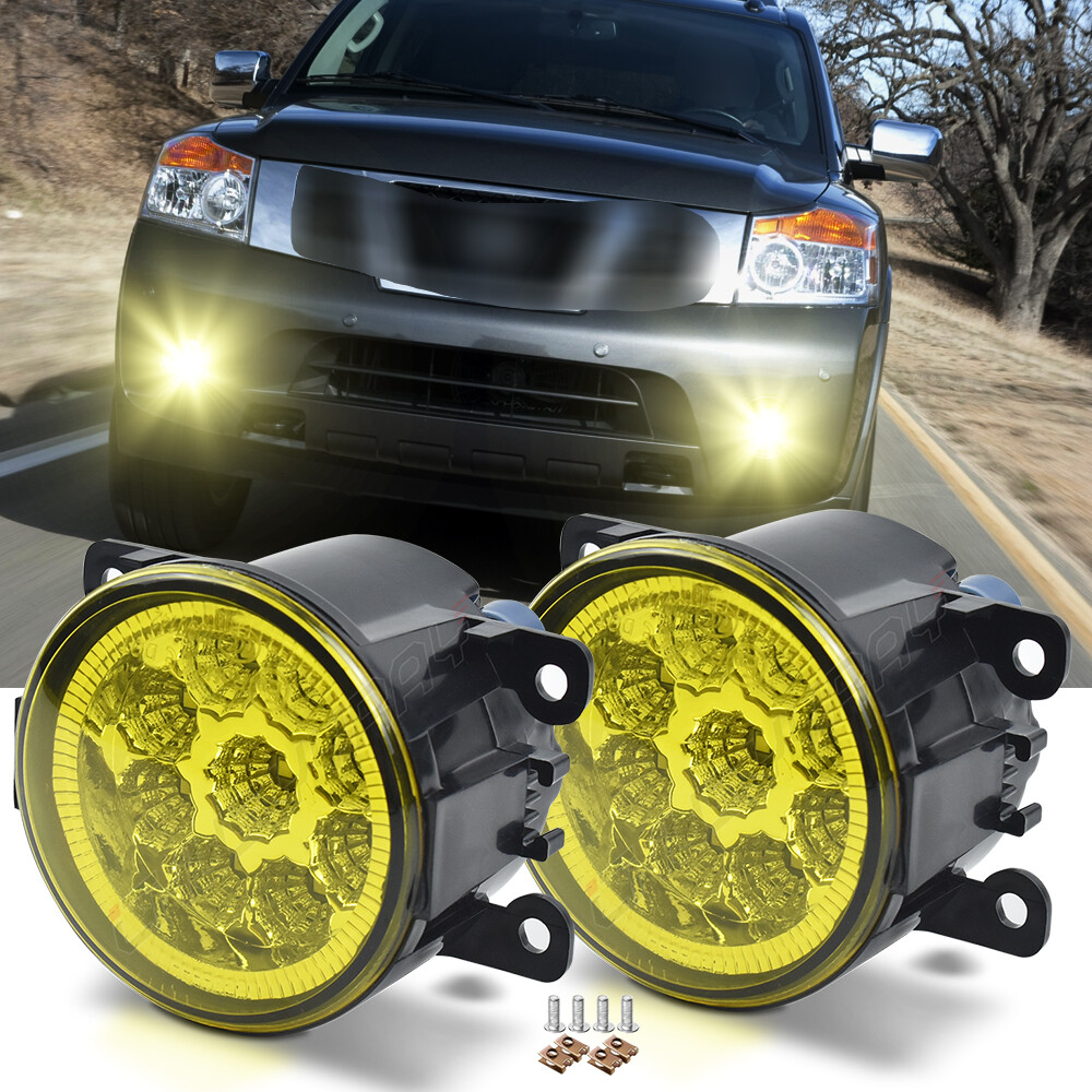 2008-2015 Nissan Armada Yellow Bumper Fog Lights Pair Left & Right