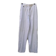 Lacoste Vintage Haymater Wide Leg High Waist Trouser Pants Croc Logo White 70 s