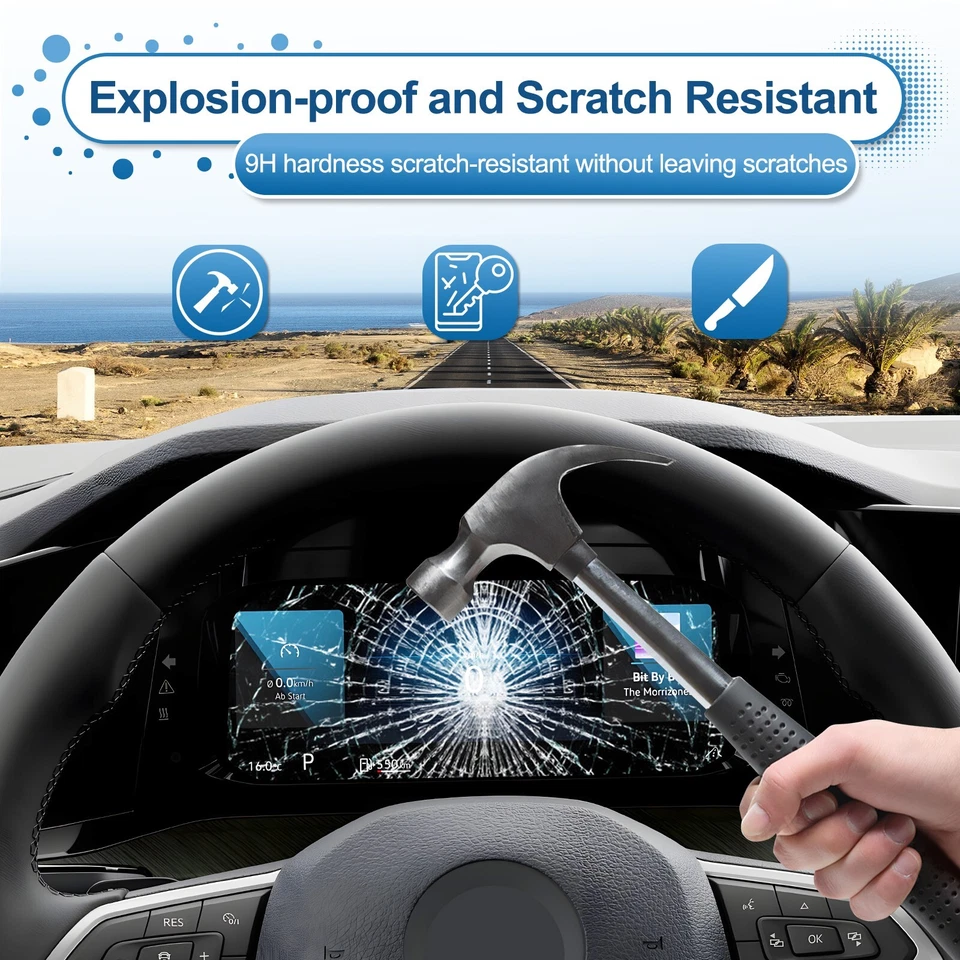 RUIYA Car Cockpit Screen Protector Tempered Glass 10.25-in For 2022-2024 VW Golf - Image 3 of 4