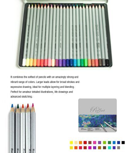 Ensemble de crayons professionnels 24 couleurs, boîte en étain ensemble de crayons de couleur - Photo 1/1