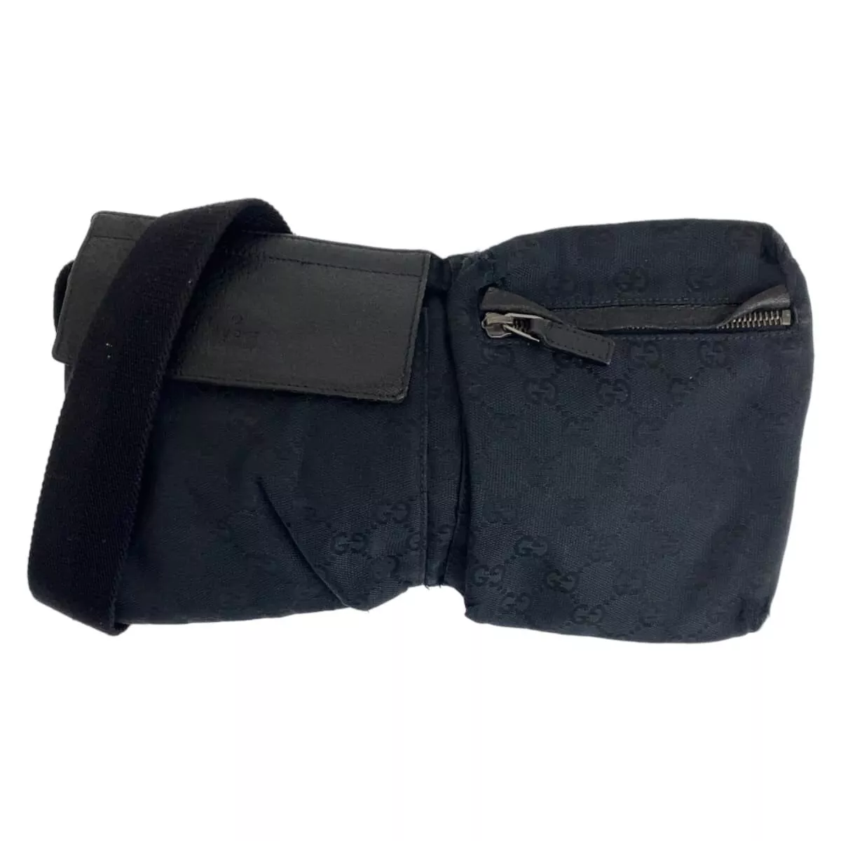 Gucci Body Bag Taille Sac 28566 GG Toile Noir avec Poche Homme Argent Quincaillerie