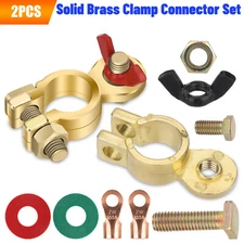 Brass Battery Terminal Positive & Negative Connectors Clamp Marine Top Post End