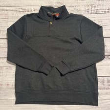 Orvis Sweatshirt Gray 1/4 Zip Snap Pullover Sweater Men's Size Large