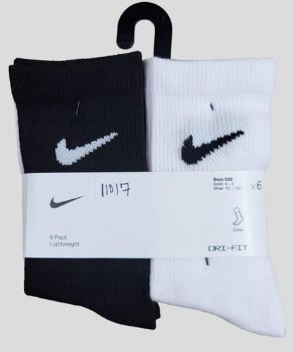 NIKE Boys Socks Crew Lightweight Dri Fit School Kids 6 Pair Shoe Size 7C-10C - Picture 2 of 5