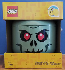 LEGO 4032 Minifigure Head Storage Large- Skeleton Skull, Sand Green. NEW!