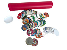 Vintage 1990's POG Game 175 Cardboard DIsc 2 Slammers in Red Super Cylinder