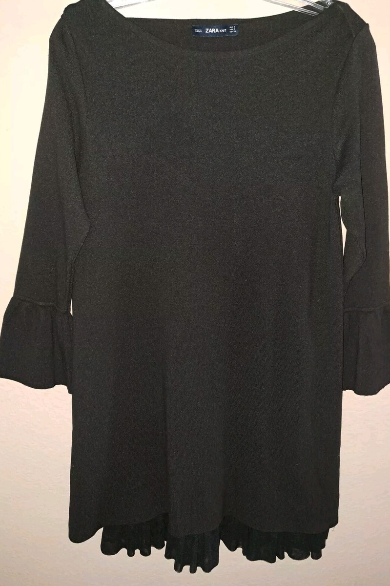 Zara Knit Black Short Sweater Dress Ruffle Bottom Slip Under Women Small Long Sl | eBay Zara Knit Black Short Sweater Dress Ruffle Bottom Slip Under Women Small Long Sl | eBay
