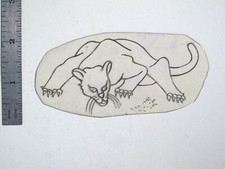 vtg 1960s 1970s Tattoo acetate stencil Stalking Jaguar signed LT1