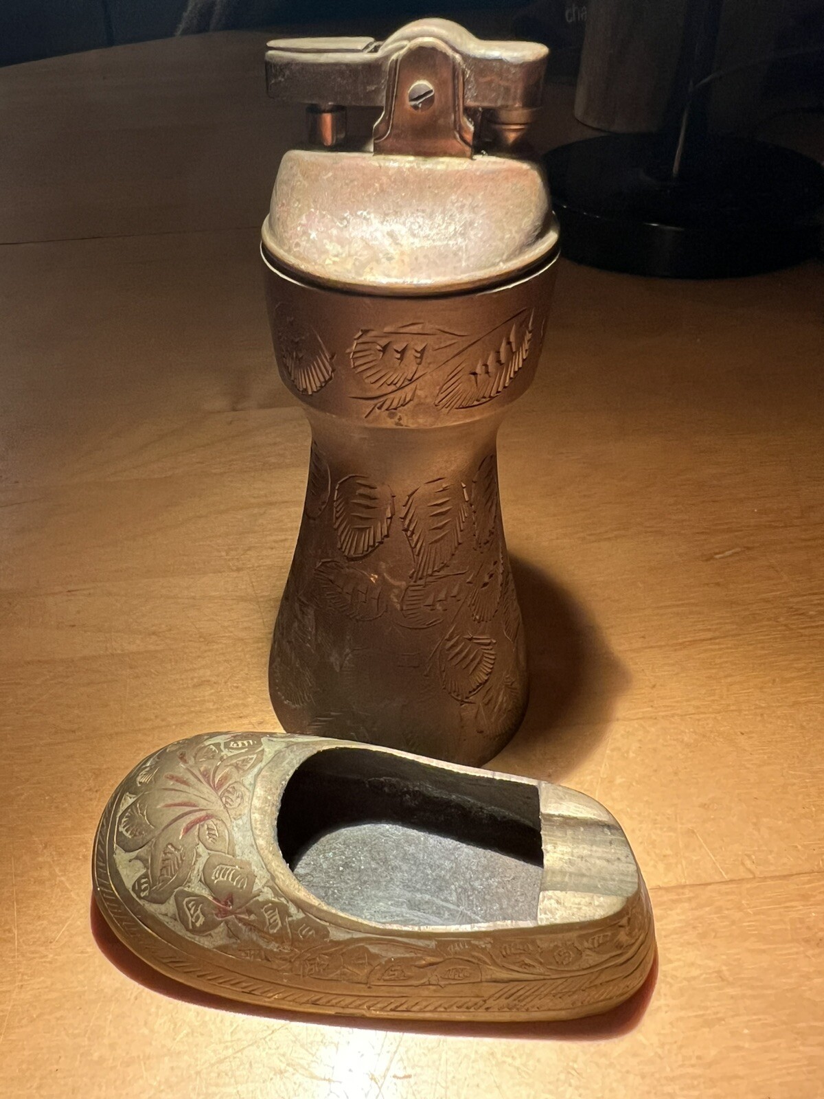 Etched Bells Of Sarna Candle Holder W/ashtray India/japan