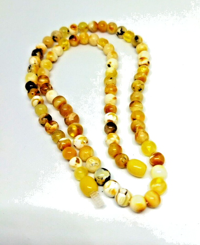 Collier En Ambre Baltique Authentique - Multicolore - Longueur 57 Cm - Fait Main (Lituanie)