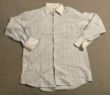 Cavellini Italy Shirt 15.5 34/35 White with Blue Stripes Long Sleeve