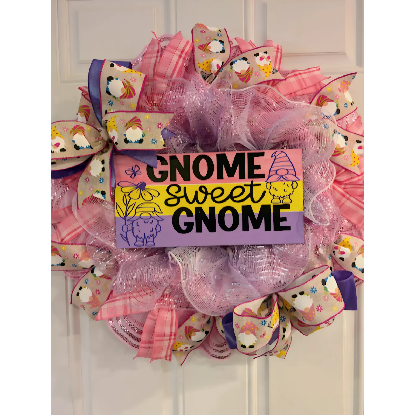 Front Door Wreath, Gnome Sweet Gnome Wreath Handmade Wreath and Sign, Gnome