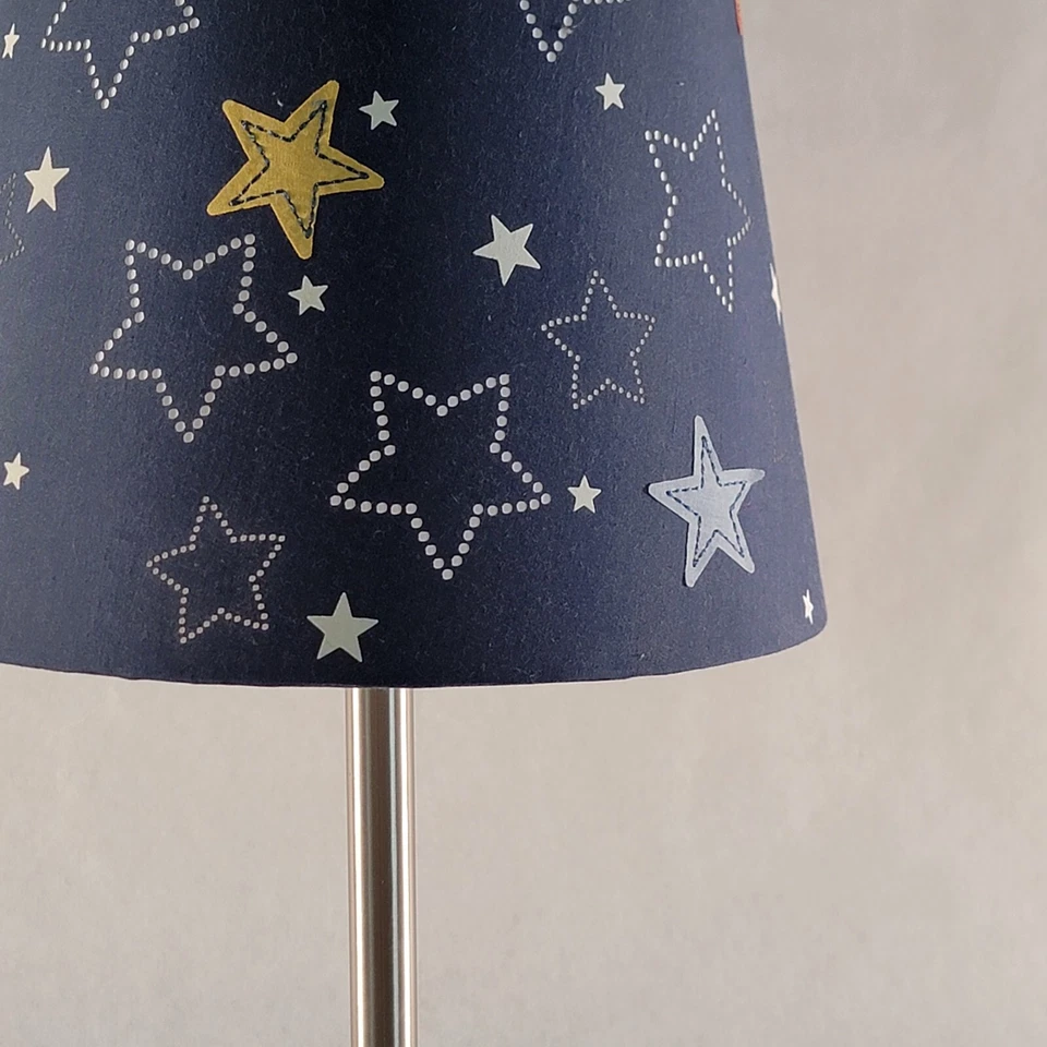 Circo Table Lamp 18 In Tall Blue Star Fabric Shade Metal Base Plug Felt Bottom - Image 4 of 4