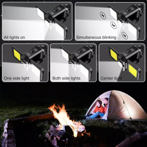 800-1000LM Mini LED COB Arbeitsleuchte Wiederaufladbare Taschenlampe Tragbar Schlüsselanhänger - Bild 9 von 26