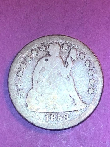 1858 SEATED LIBERTY DIME GOOD G