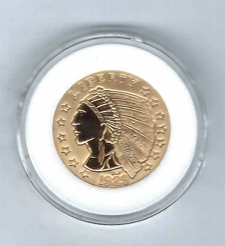 1929 INDIAN HEAD LIBERTY EAGLE $5 DOLLAR GOLD PLATED COIN MEDAL