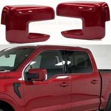 2021-2024 2025 Ford F150 Mirror COVERS W/Turn Signal Hole D4 RAPID RED METALLIC