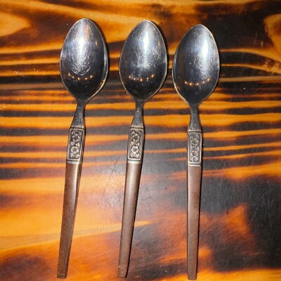 Ekco Eterna LA JOYA Stainless Japan MCM 3 Spoons Wood Handles