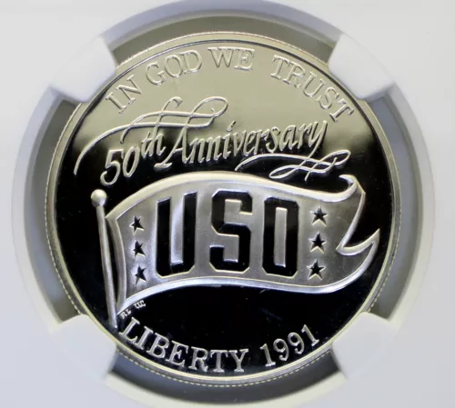 1991-S USO Anniversary $1 Silver Dollar NGC PF69 Ultra Cameo