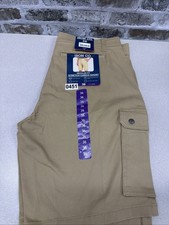 Men's Iron Co Stretch Cargo Shorts, Khaki, 36 Regular Fit