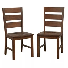 Buylateral Set of 2 Mandeville Solid Wood Dining Chair Brown Farmhouse Style
