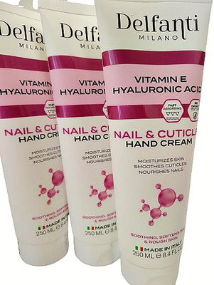 Delfanti Milano Nail & Cuticle Hand Cream, 8.4oz, ITALY, Lot of 3