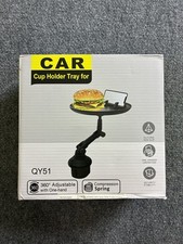 Car Cup Holder Tray Table QY51 Center Console 360 Adjustable Phone Mount Black