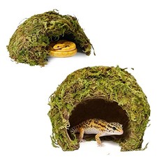 2 PCS Leopard Gecko Coconut Reptile Hide Cave Snake Mossy Tank Decor