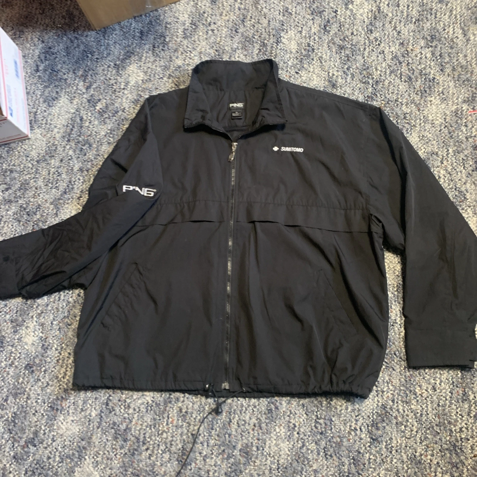 Ping Men's Black Golf Windbreaker JacketFull Zip Size XL Sumitomo