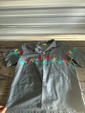 Hawaiian Shirt - Vintage - Blue Shirt - Button Down - Collared - L