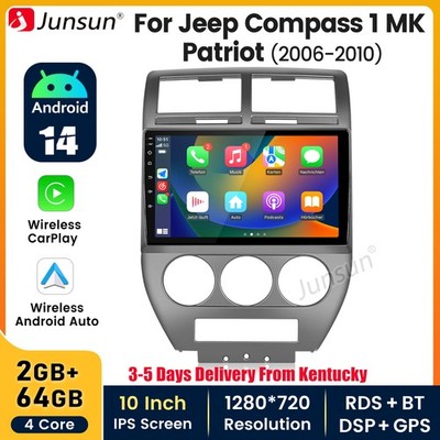 For Jeep Patriot Compass 2006-2010 Car Stereo Radio GPS 2+64G Android 14 Carplay