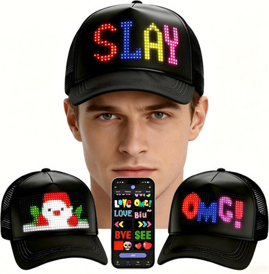 Programmable LED Hat Bluetooth App Control, Custom Text Smart Baseball Cap, Rave