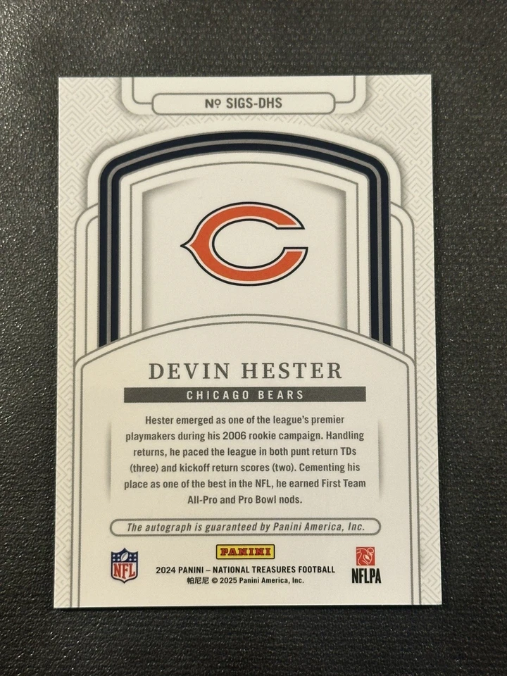 2024 Panini National Treasures Devin Hester Auto Signatures Bears Autograph /49 - Image 3 of 3