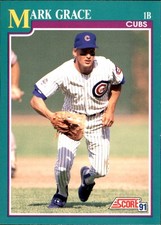 Mark Grace 1991 Score #175 Chicago Cubs FREE SHIPPING AutographDen