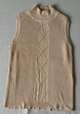Tan Sleeveless Mock Neck Sweater Women s Medium