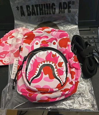 #ad A BATHNIG APE PINK CAMO SHARK MINI BAG $129.00