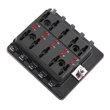 Fuse Holder 10 Way Circuit Fuse Box Block Holder With LED Warning