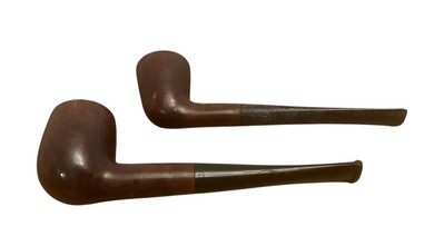 MAJOR Imported Briar Smoking Estate Billiard Pipe Lot Of 2 Brown Straight Design