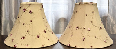 Dale Lighting Lamp Shades Pair Large 11.5  Tiffany Style Floral Embroidered