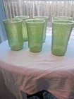 6 Vintage Anchor Hocking Pagoda Olive Green  Drinking Glasses Perfect Condition