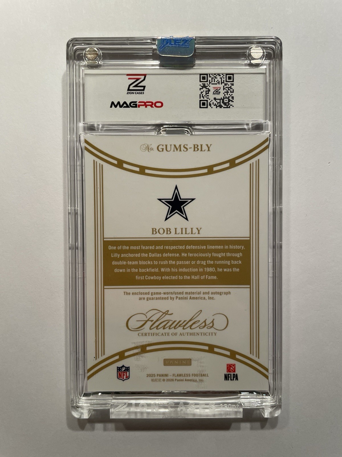 2025 Panini Flawless - Bob Lilly - Auto Dual Game Used Jersey Auto #/25 Cowboys view 2