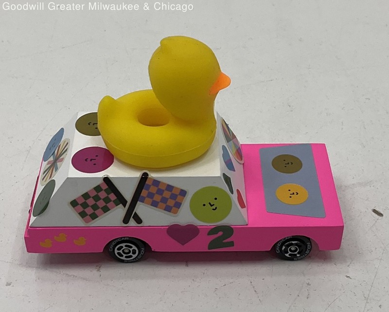 Candylab Toys Duckie Wagon Toy Car Duck Topper Wood Decorated 4.4in