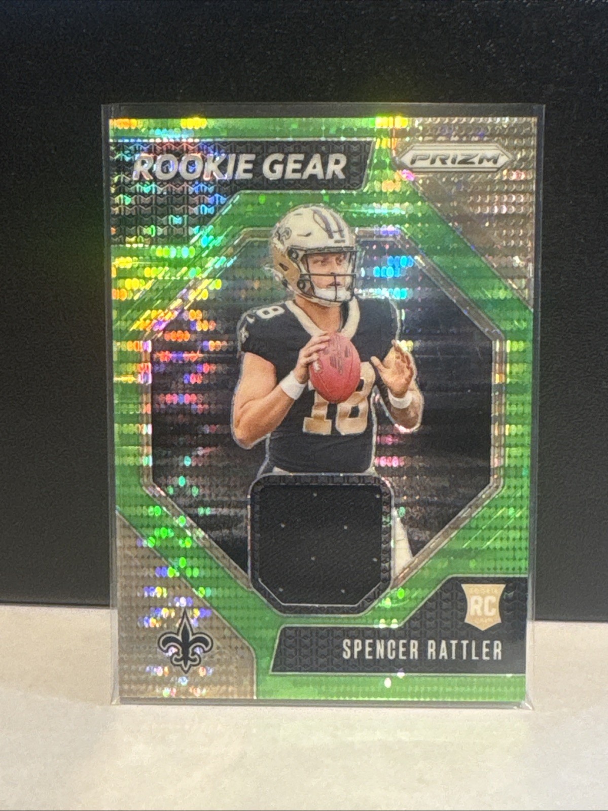 2024 Panini Prizm - Rookie Gear Spencer Rattler #RG-SRR Neon Green Pulsar Prizm
