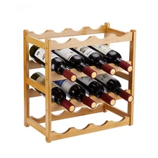 Wine Rack, Sturdy and Durable Countertop Wine Storage Cabinet Shelf for Pantr...