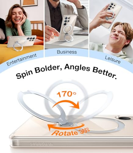 360° Spin Magnetic Stand for Samsung Galaxy Fit for S25 Ultra Case Clear - Picture 4 of 8
