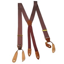 Vintage Cole Haan Lizard Leather Button End Suspenders Burgundy Made In USA